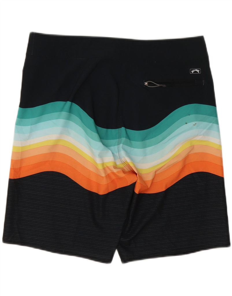 BILLABONG Womens Swimming Shorts Medium  Multicoloured Striped Polyester Vintage Billabong and Second-Hand Billabong from Messina Hembry 