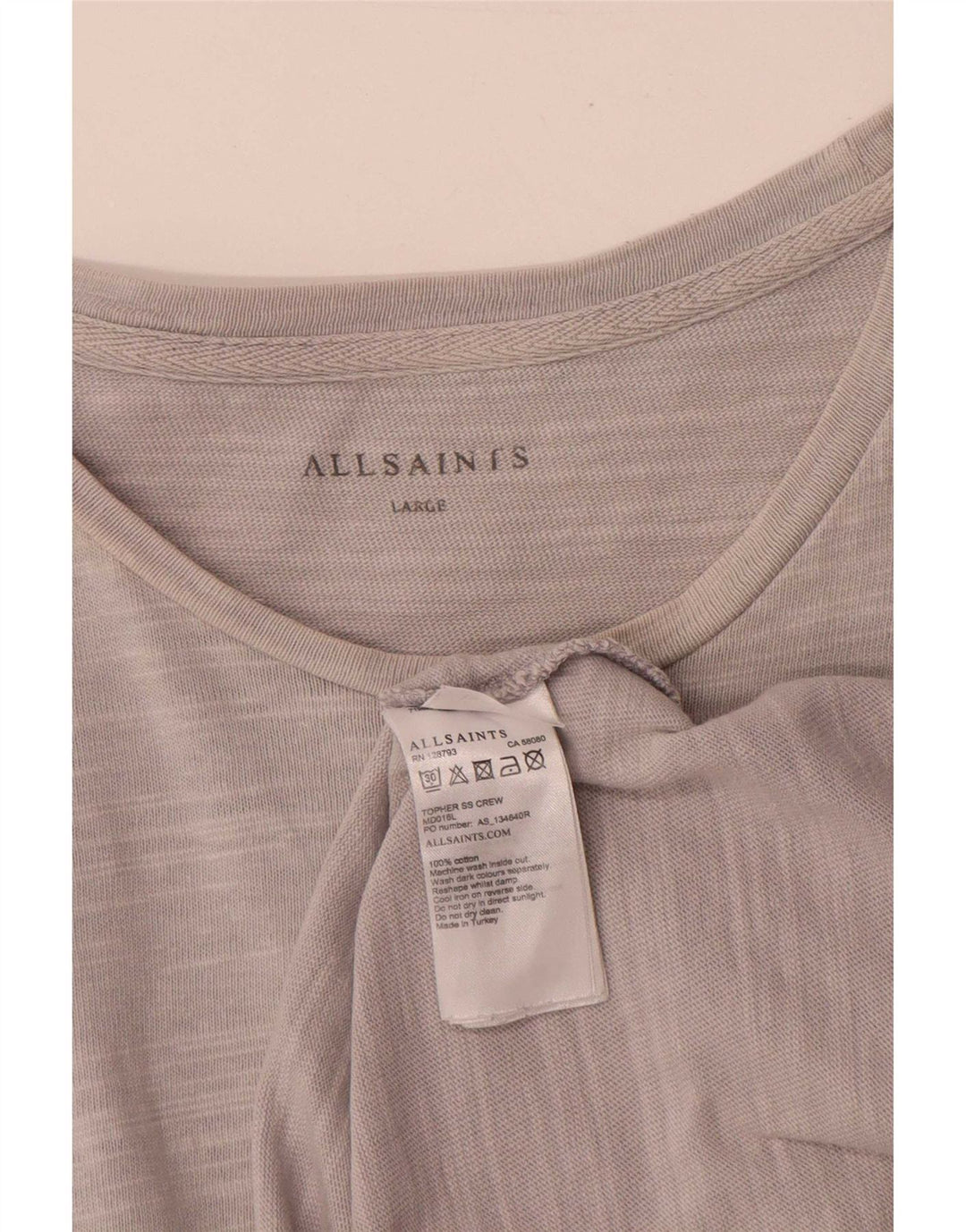 Tricou pentru bărbați All Saints Top mare, gri bumbac cu pete