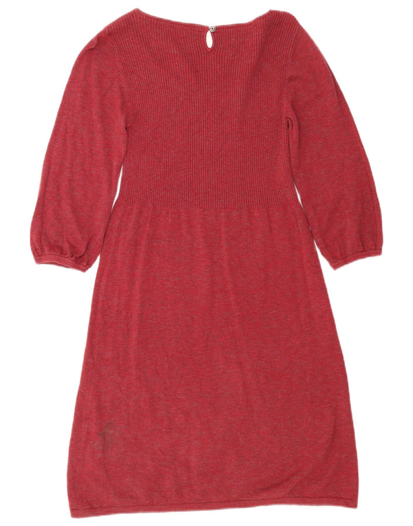 Rochie cu pulover pentru femei Fat Face cu mâneci 3/4 UK 10 Bumbac roșu mic