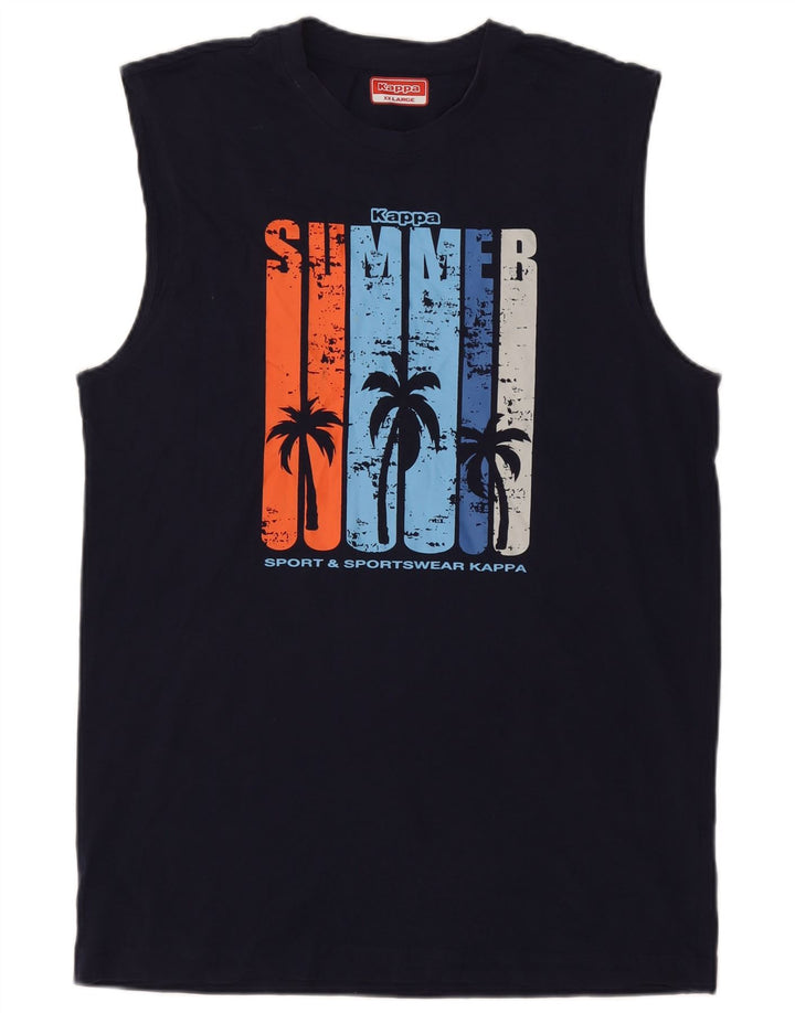 Top cu vestă grafică pentru bărbați Kappa 2XL, bumbac bleumarin