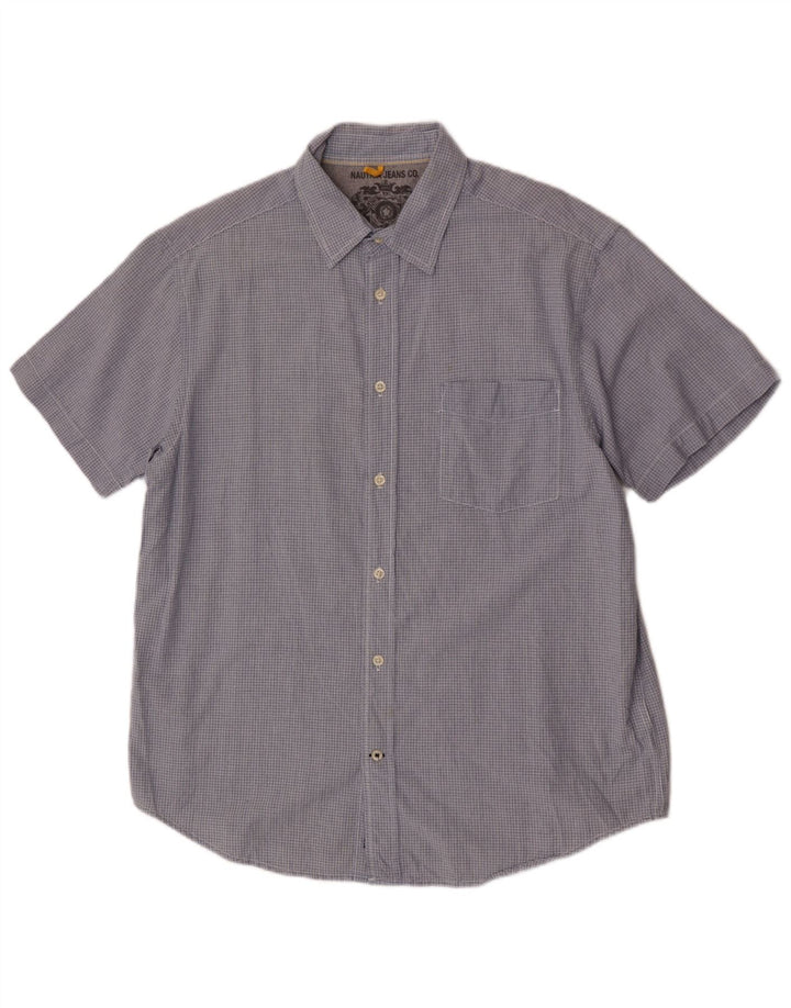 Cămașă Nautica pentru bărbați, cu mânecă scurtă, în formă regulată, din bumbac cu carouri albastre mari