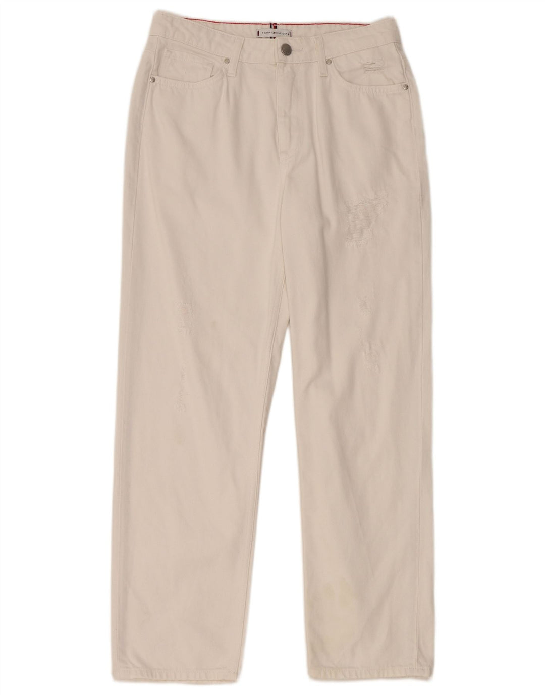 TOMMY HILFIGER Blugi drepți distressed pentru femei W29 L28 Bumbac alb