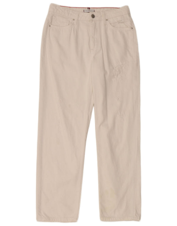 TOMMY HILFIGER Blugi drepți distressed pentru femei W29 L28 Bumbac alb