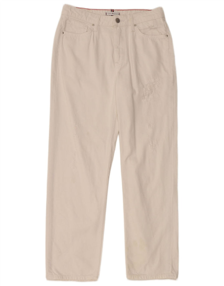 TOMMY HILFIGER Blugi drepți distressed pentru femei W29 L28 Bumbac alb