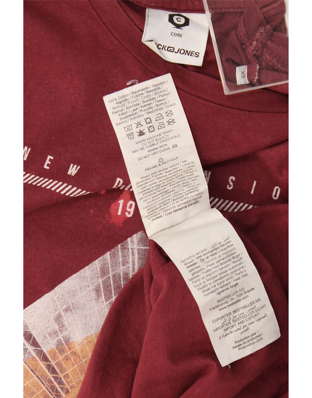 JACK & JONES Bărbați Core Tricou grafic Top XS Bumbac Burgundy