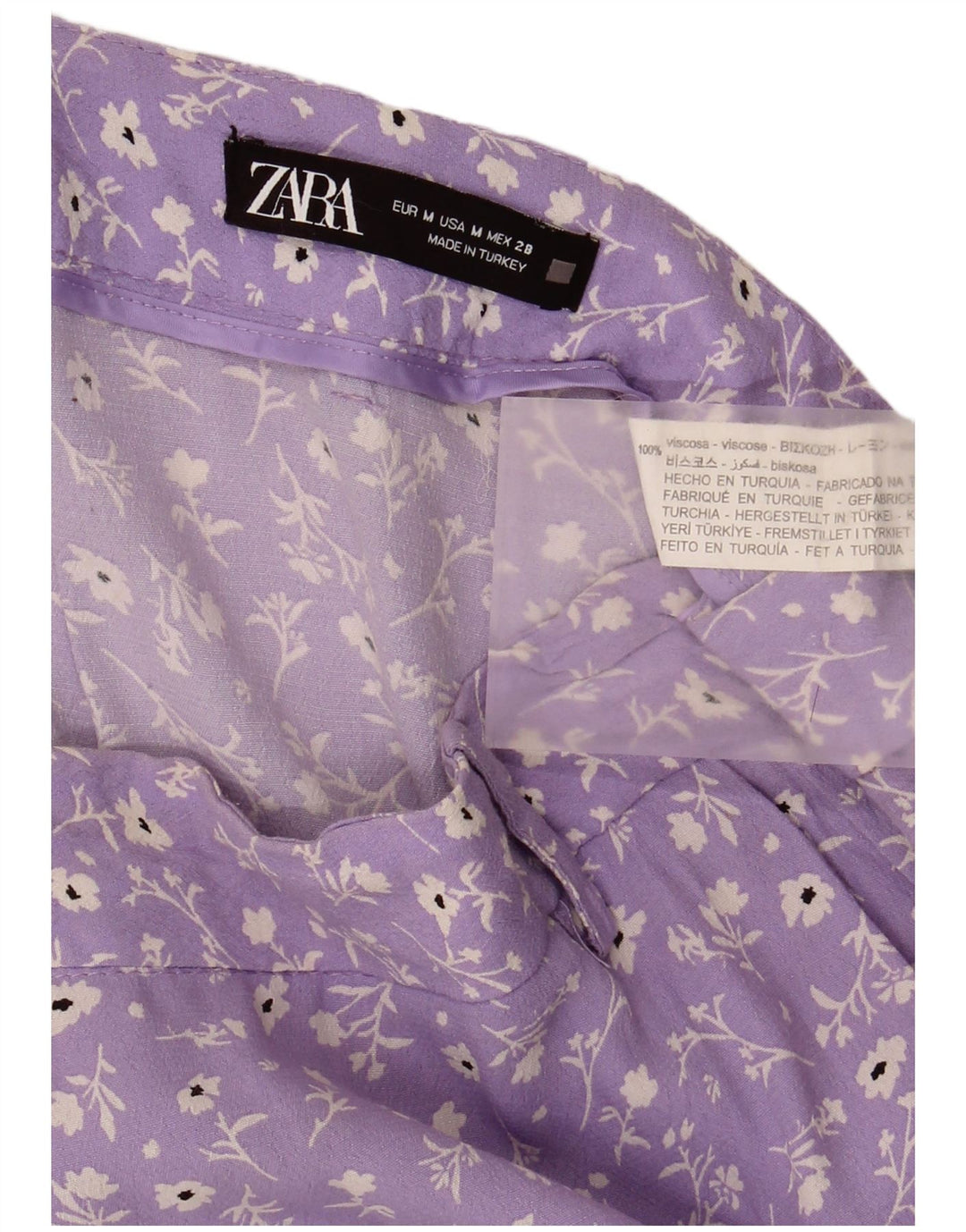 Fusta mini pentru femei Zara Medium W28 Viscoză Florală Mov