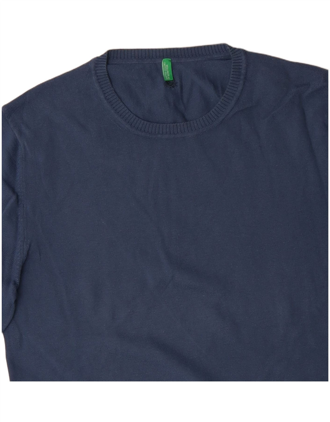 Pulover pentru bărbați BENETTON cu gât crew pulover mic, albastru, bumbac