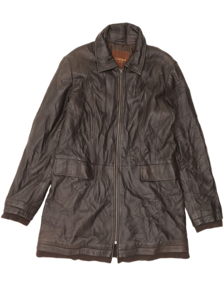 CONBIPEL Womens Leather Coat IT 48 XL Brown Leather Vintage Conbipel and Second-Hand Conbipel from Messina Hembry 
