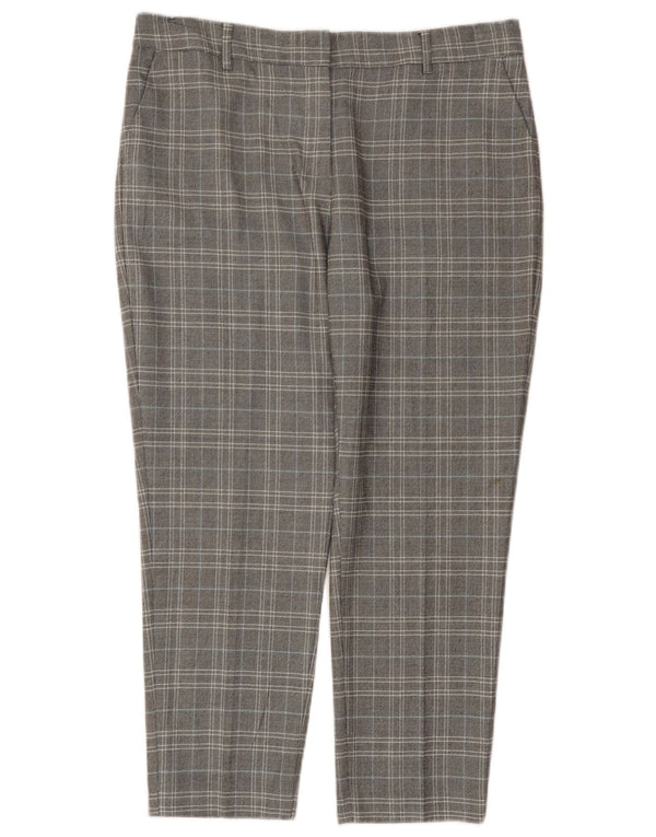 Pantaloni tăiați pentru femei Marks & Spencer UK 14 Large W34 L25 PVC cu carouri gri