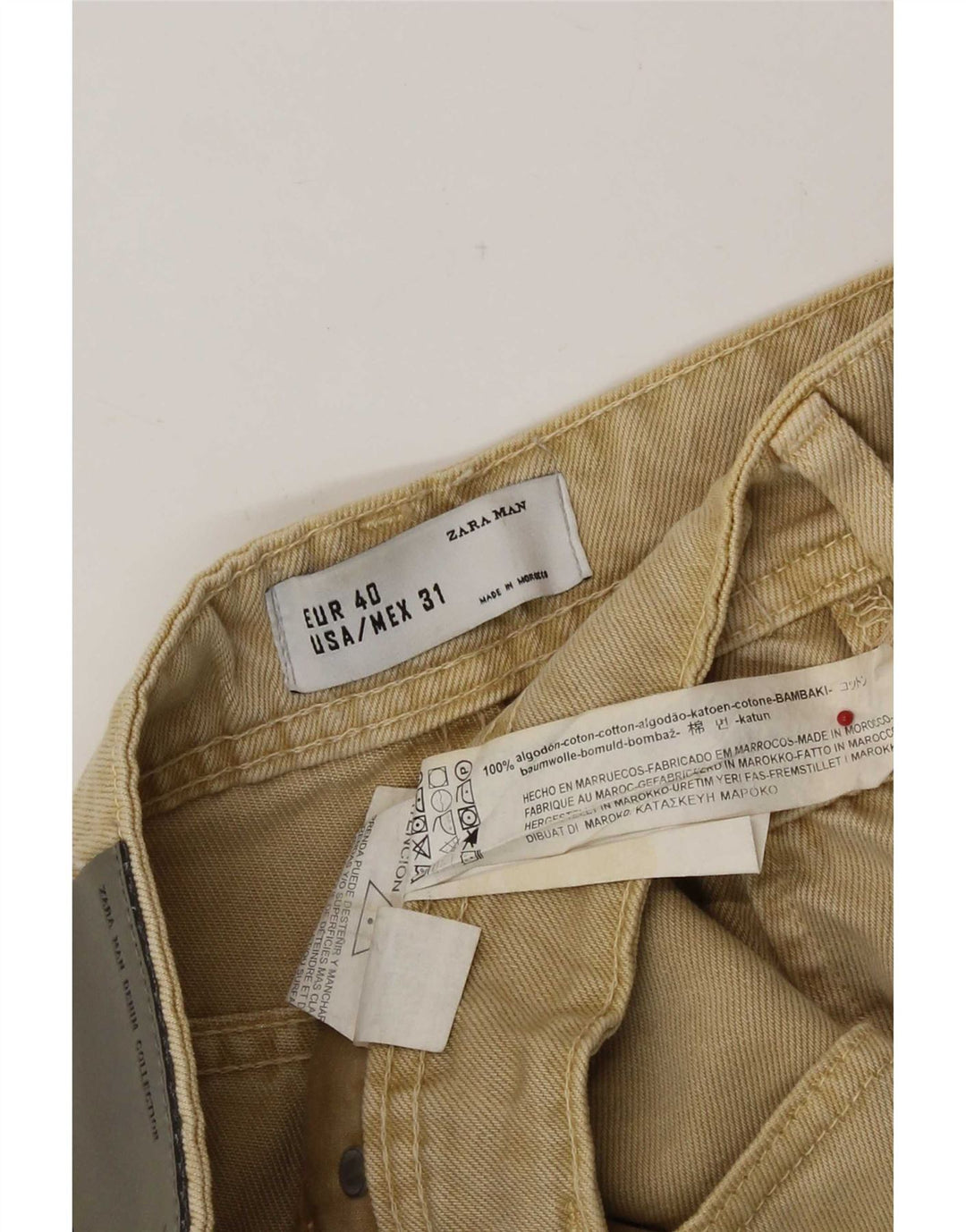 Pantaloni scurți din denim pentru bărbați Zara EU 40 Medium W31 Bej Bumbac