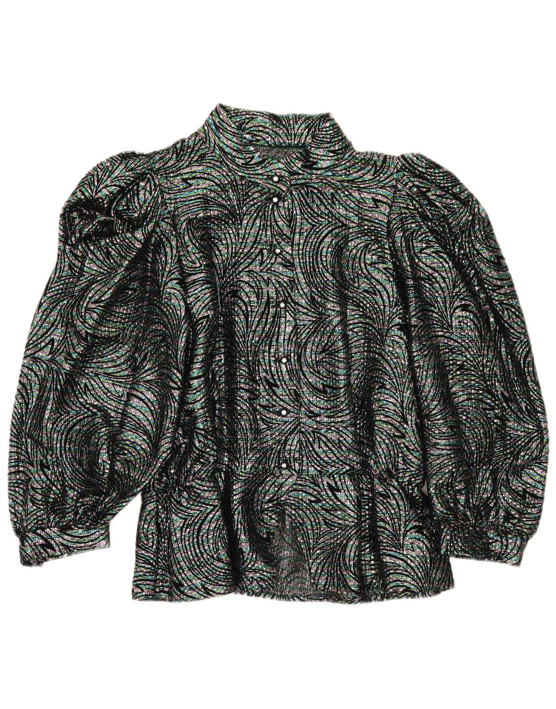 Bluză Cămașă Vintage Femei IT 42 Mediu Multicolor Geometric