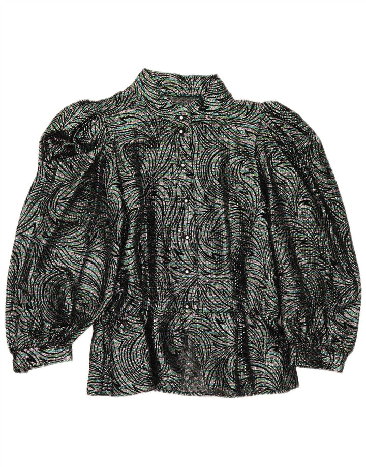 Bluză Cămașă Vintage Femei IT 42 Mediu Multicolor Geometric