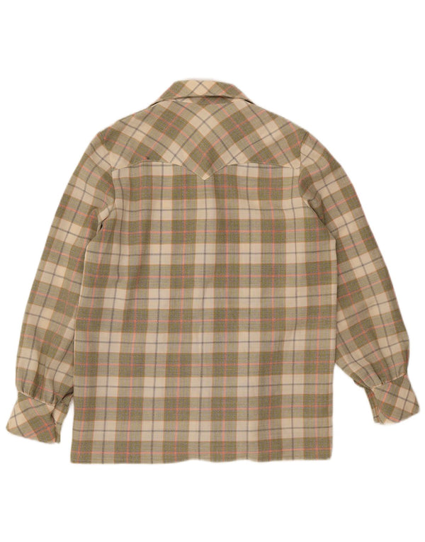 Cămașă vintage de flanel pentru femei UK 16, mare, bej, carouri