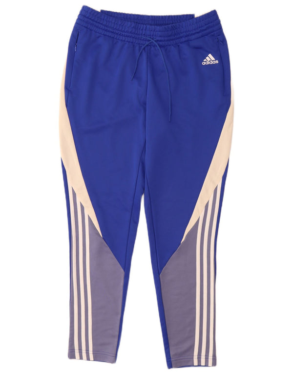 Pantaloni de trening Adidas pentru femei UK 12/14 Medium Blue Colorblock Poliester