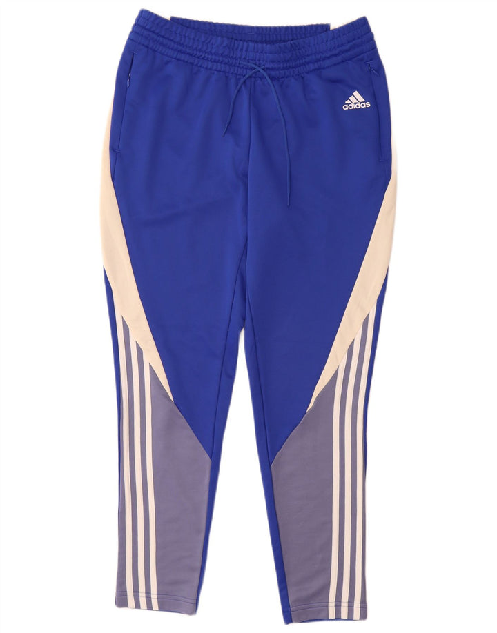 Pantaloni de trening Adidas pentru femei UK 12/14 Medium Blue Colorblock Poliester