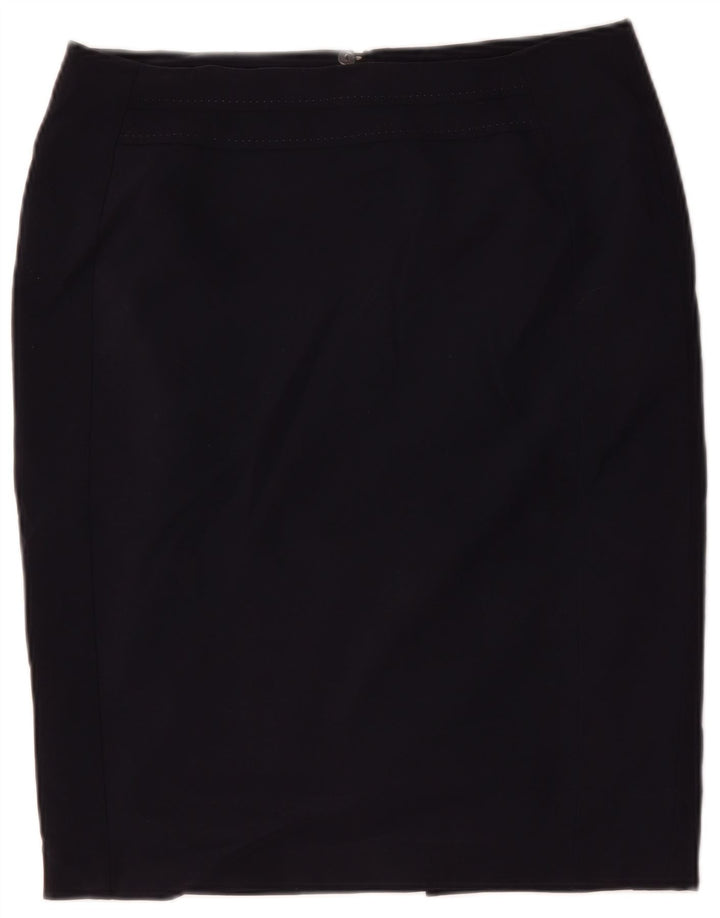 Fusta creion pentru femei Marks & Spencer UK 14 mare W34 poliester bleumarin