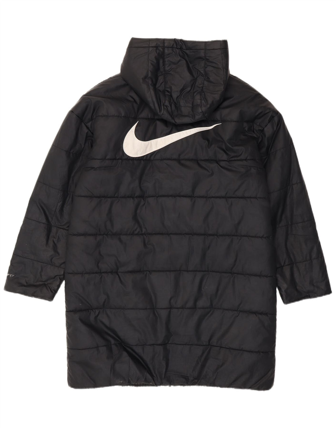 Jachetă căptușită cu glugă Nike Therma-Fit Graphic pentru femei UK 14 Medium Black