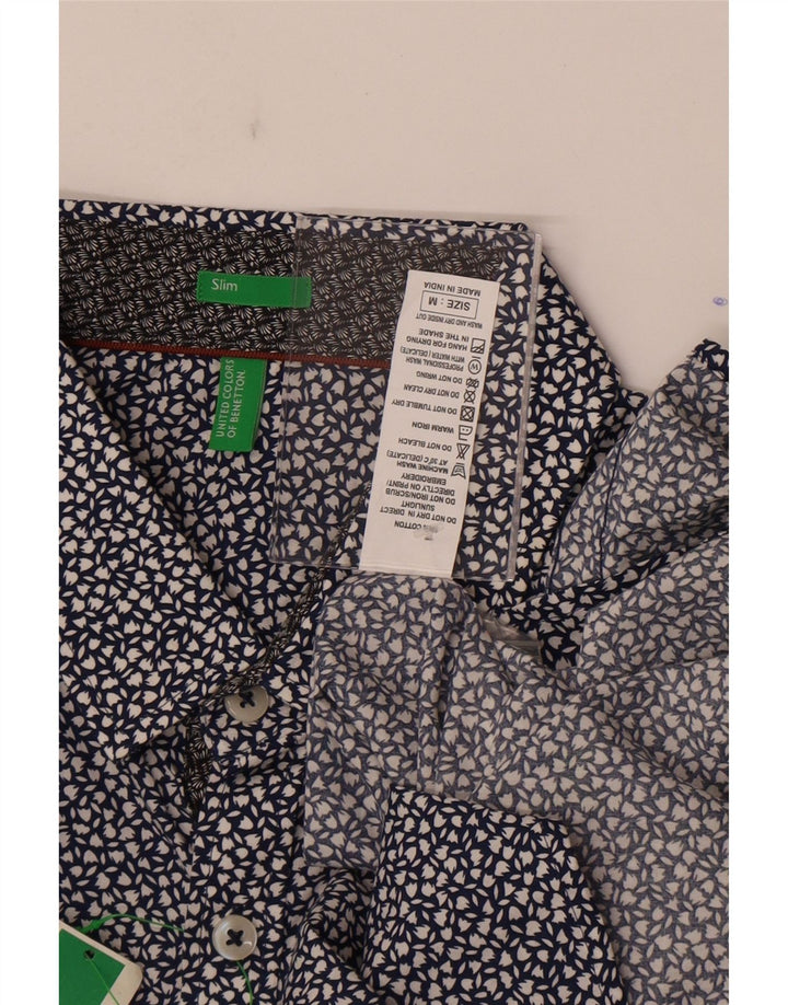 Cămașă Benetton pentru bărbați Slim Fit Bumbac Floral Albastru Marin mediu