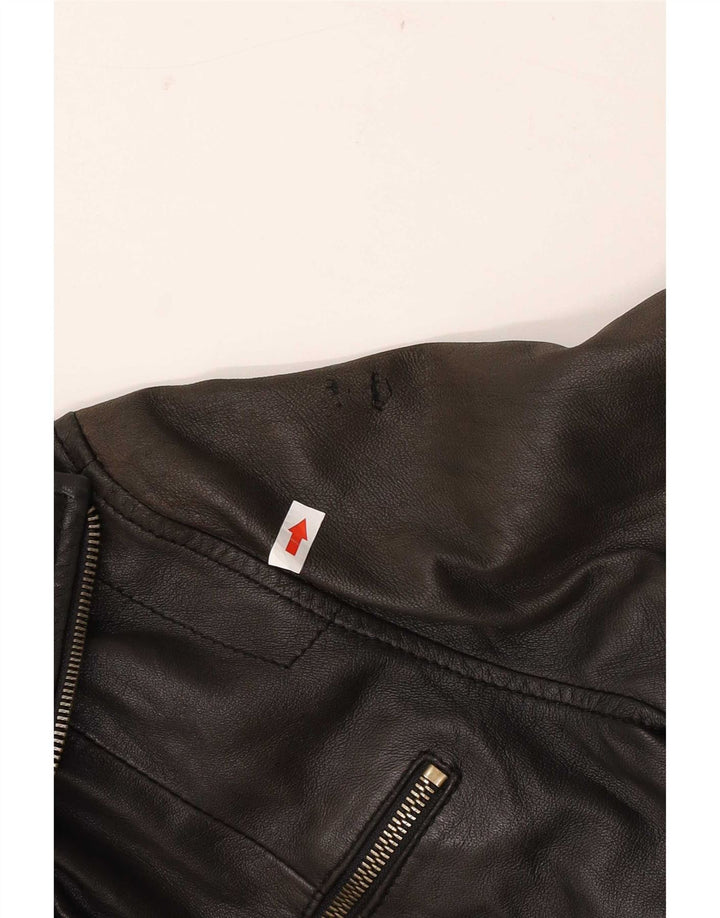 Jachetă Zen din piele crop pentru femei IT 46, mare, neagră