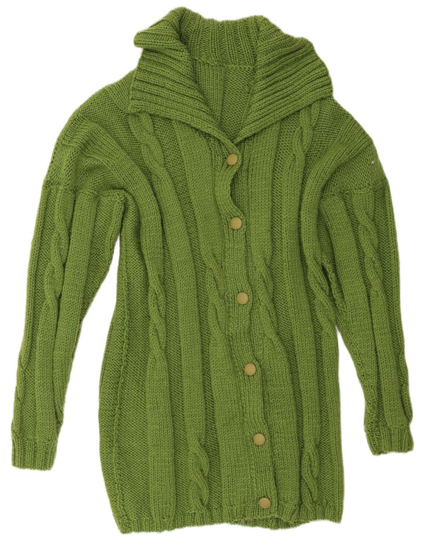 Pulover cardigan supradimensionat cu paragate vintage pentru femei UK 16 mare verde
