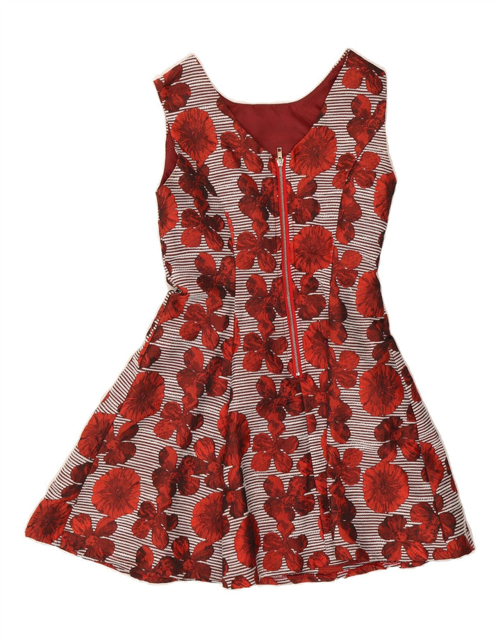 ALLYSON Womens Sleeveless A-Line Dress UK 12 Medium Red Floral Polyester Vintage Allyson and Second-Hand Allyson from Messina Hembry 