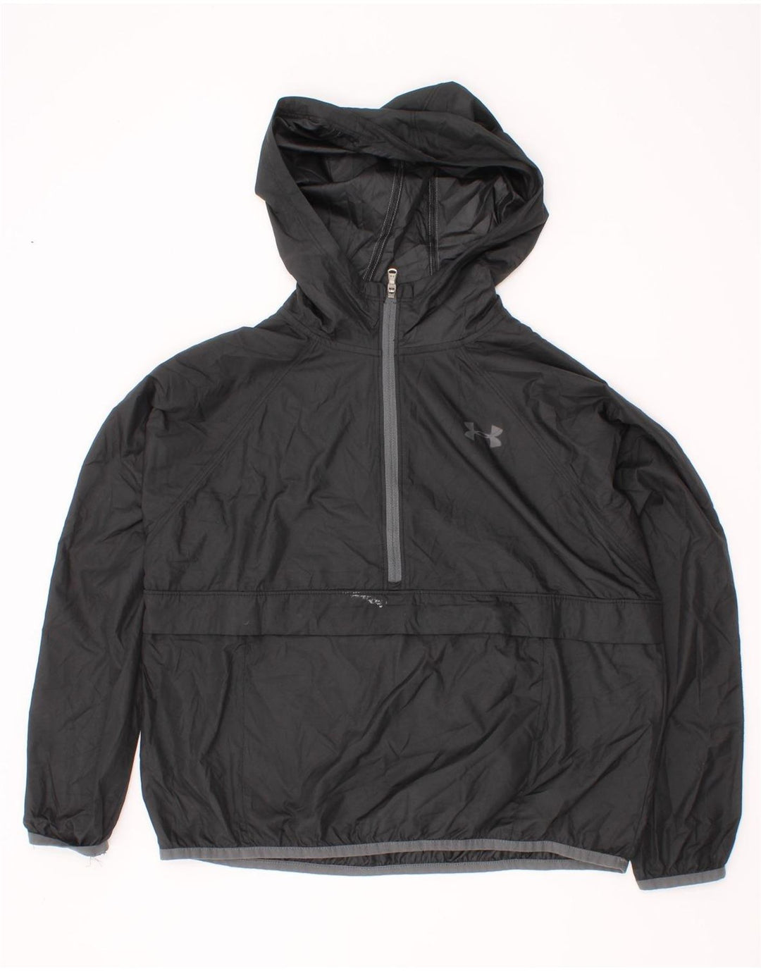 Jachetă de ploaie Anorak cu glugă Under Armour pentru băieți, 7-8 ani, poliester negru mic