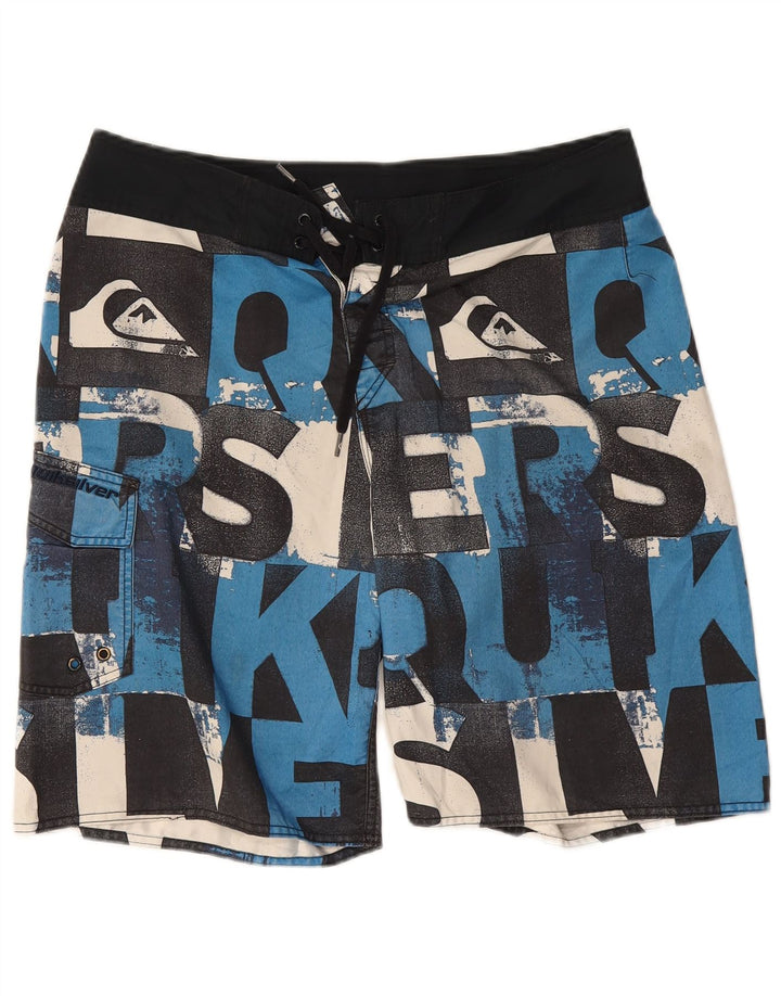Pantaloni scurți de înot grafic Quiksilver pentru bărbați, mari, negru, poliester