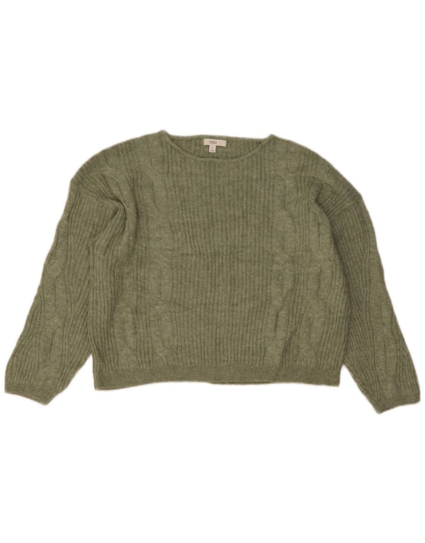 Pulover pentru femei Marks & Spencer cu gât de barcă UK 18 XL verde acrilic