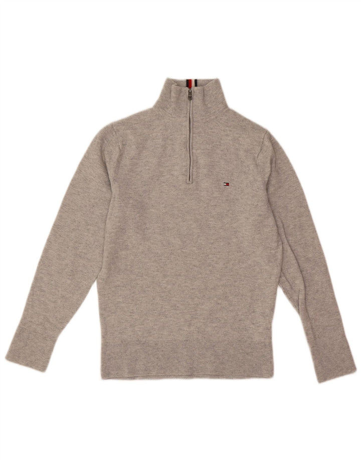 Pulover pentru bărbați Tommy Hilfiger, cu fermoar și gât, lână XS gri