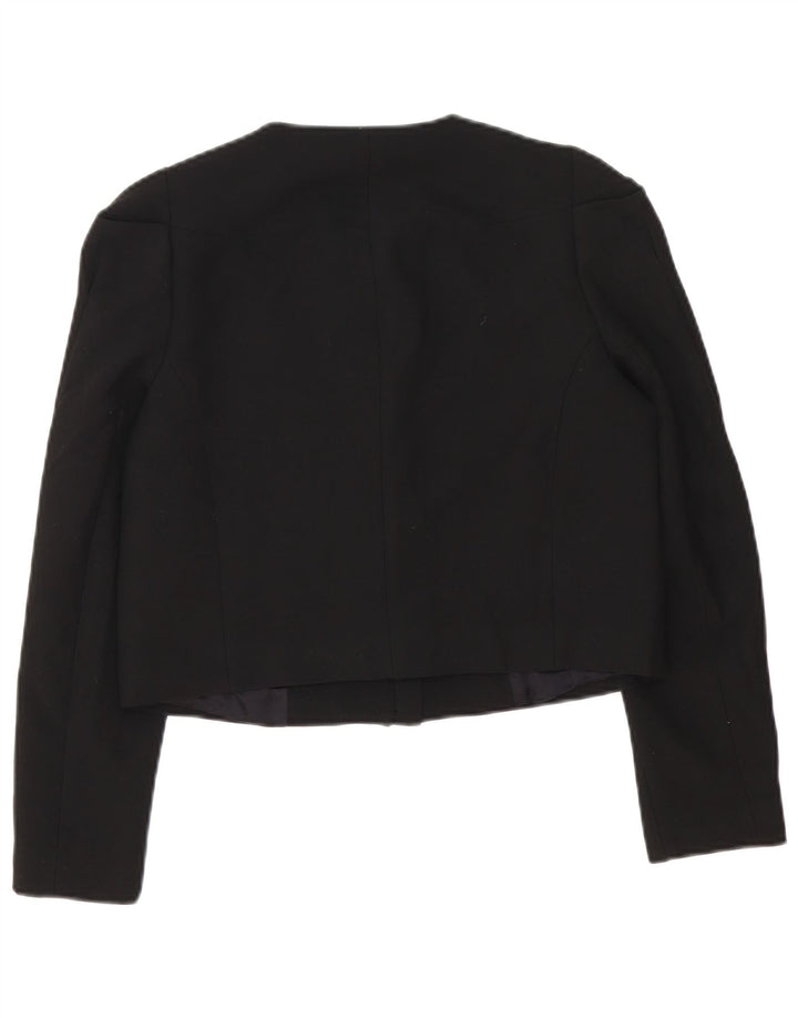 Jachetă Zara pentru femei Crop Blazer UK 10 Mic Negru Poliester