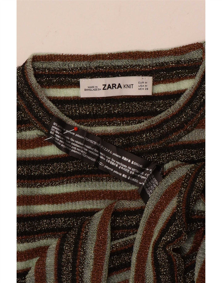 Crop Top pentru femei Zara cu mânecă lungă UK 12 Medium, multicolor, cu dungi