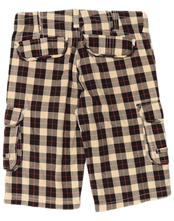 Pantaloni scurti cargo vintage pentru bărbați W34, bumbac cu carouri mari, negru