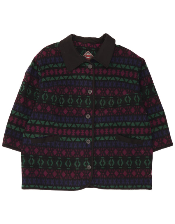 Pardesiu vintage pentru femei UK 26 5XL Lână geometrică multicoloră