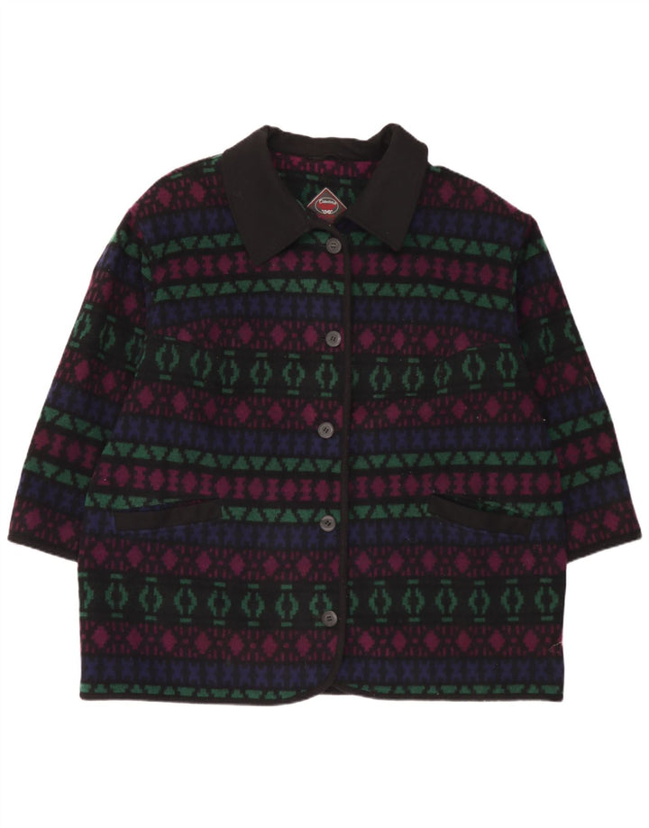 Pardesiu vintage pentru femei UK 26 5XL Lână geometrică multicoloră