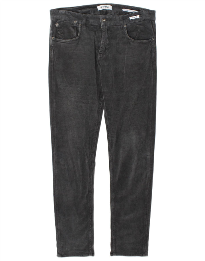 UNIFORM Womens Slim Casual Trousers W32 L30 Grey Cotton