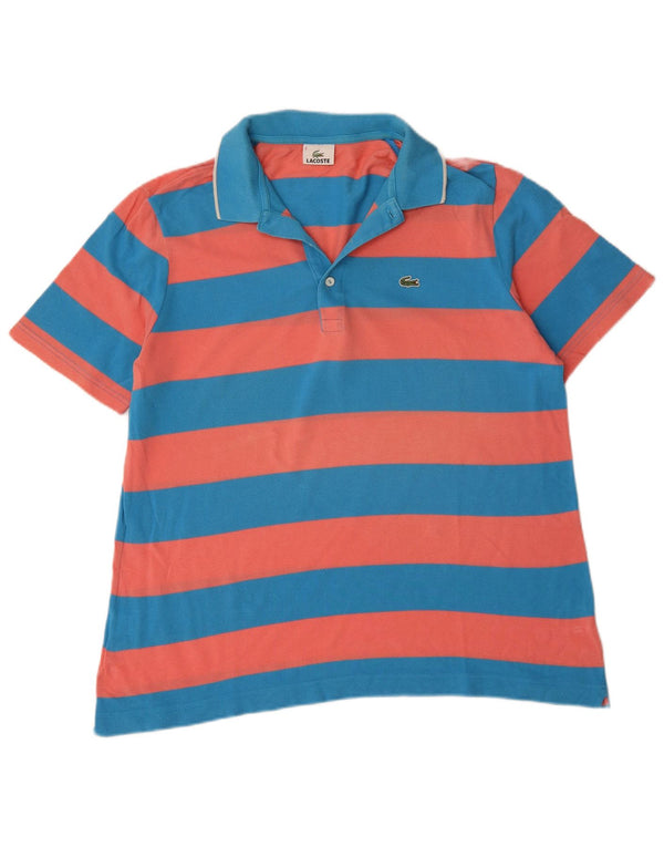 Tricou polo Lacoste pentru bărbați Mărimea 6 XL Bumbac cu dungi albastre