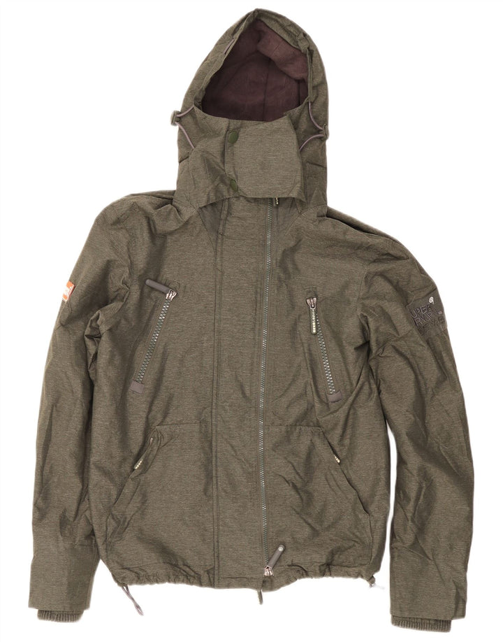 Jachetă de vânt cu glugă Superdry pentru bărbați UK 38, nailon mediu kaki