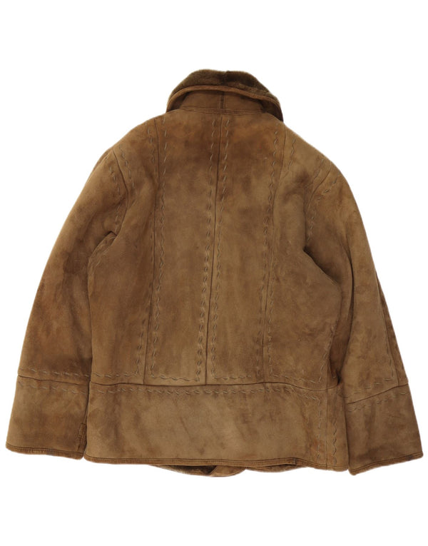 Jachetă vintage pentru femei din shearling IT 42 Medium Khaki