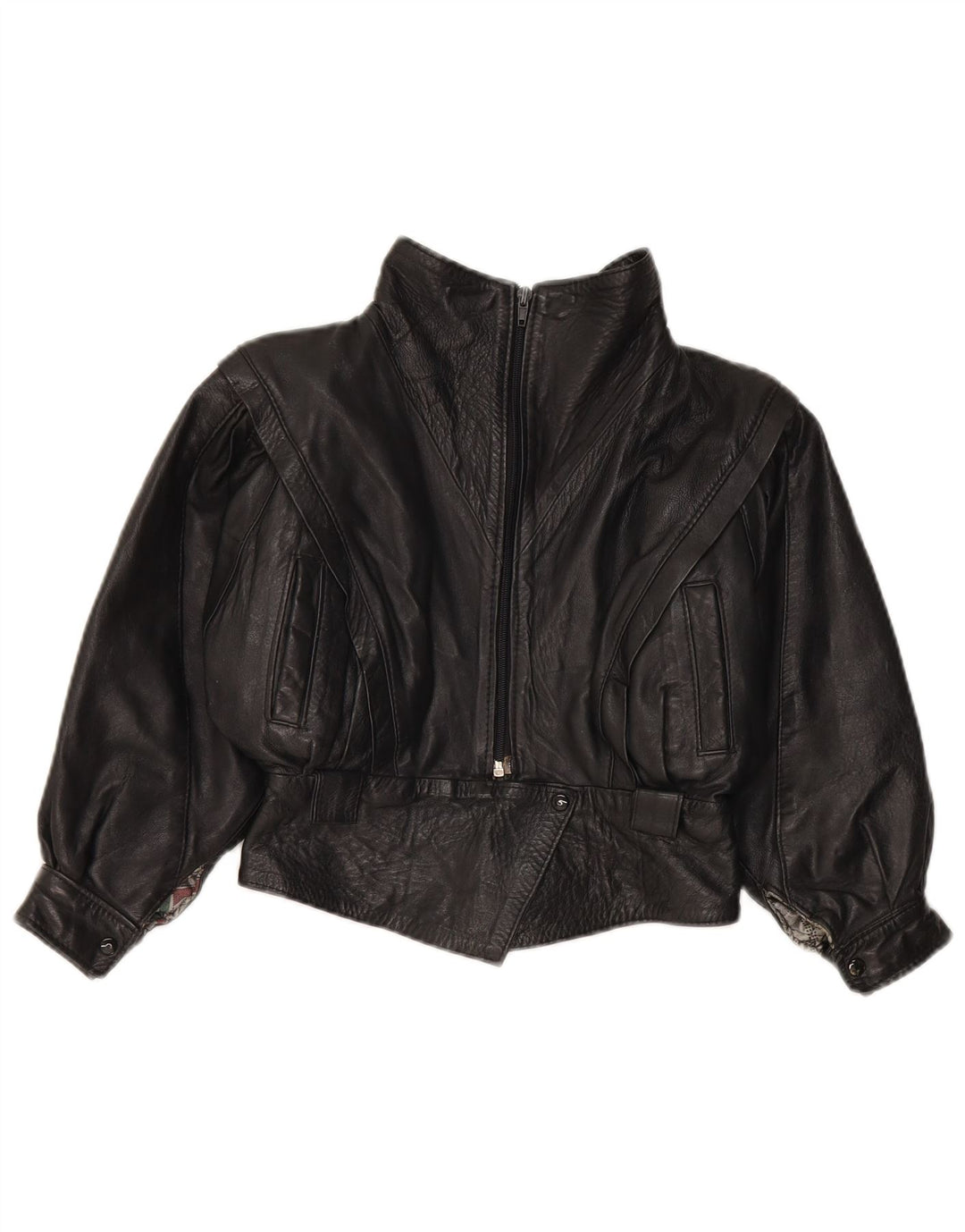 Geaca de piele vintage fete 7-8 ani piele neagra medie