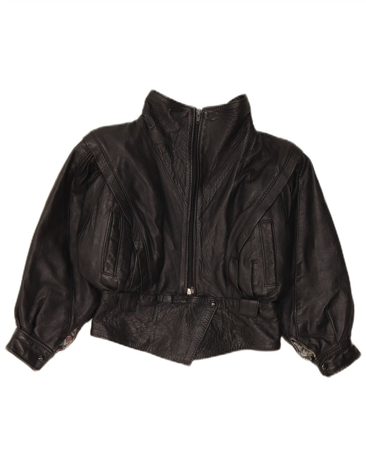 Geaca de piele vintage fete 7-8 ani piele neagra medie