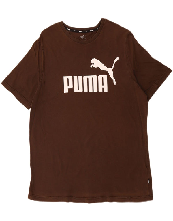 PUMA Mens Graphic T-Shirt Top XL Brown Cotton