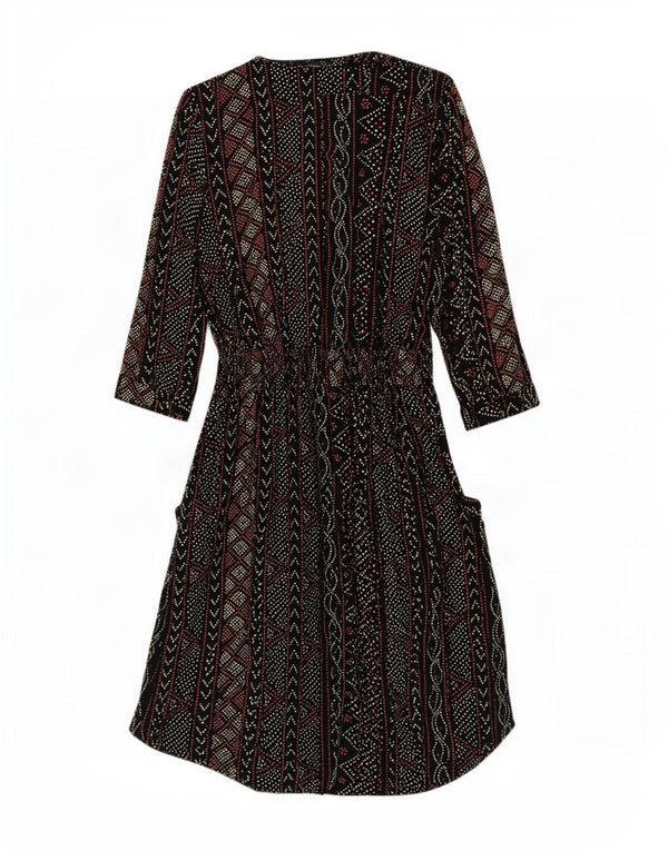 Rochie Empire pentru femei Warehouse cu mâneci 3/4 UK 12 Medium Negru Geometric
