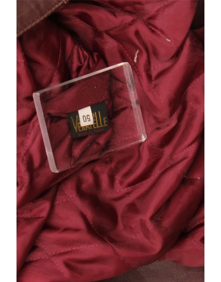 Geacă de piele vintage pentru femei IT 50 XL din piele burgundă