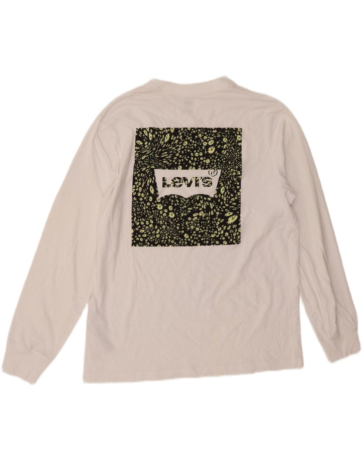 Top cu grafică relaxată pentru bărbați LEVI'S cu mânecă lungă din bumbac alb mediu