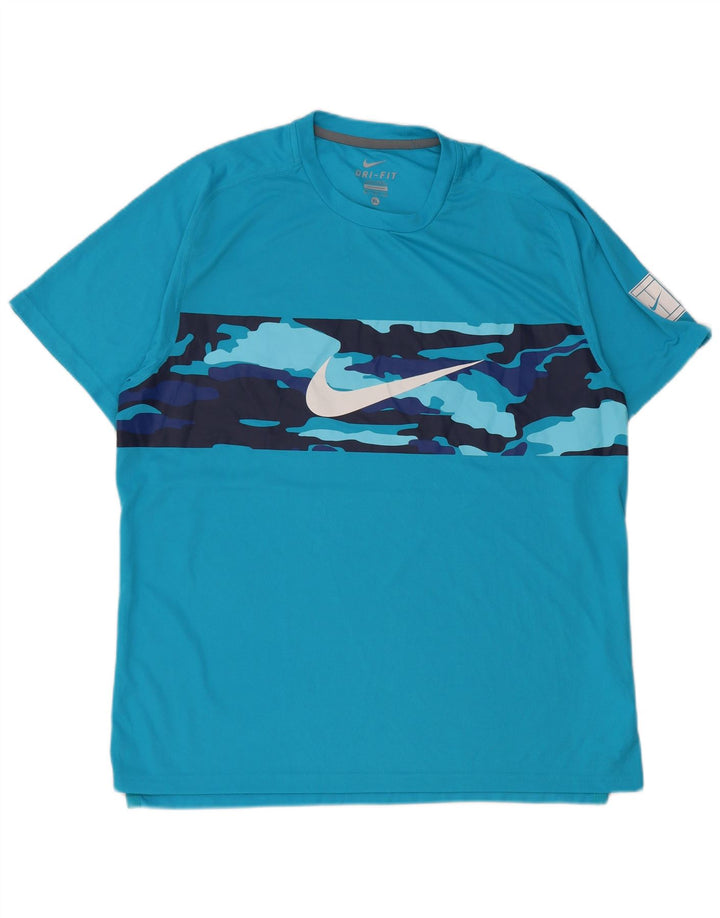 Tricou grafic Nike Dri Fit pentru bărbați Top XL, albastru, poliester de camuflaj