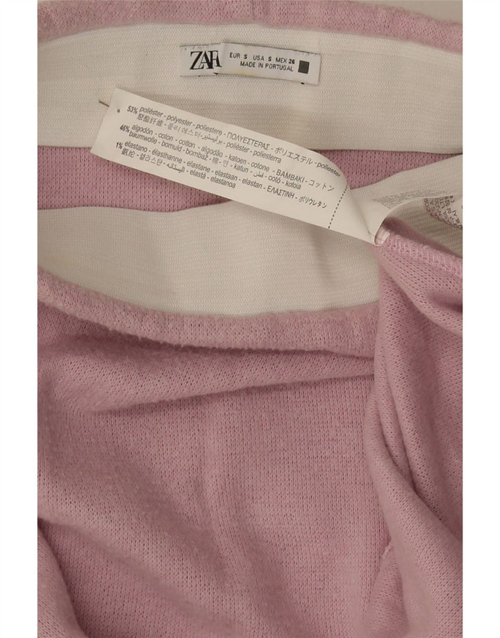 Fustă A-Line tricotată pentru femei Zara Mic W26 Poliester roz