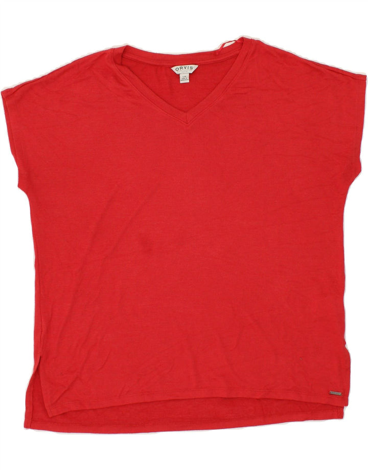 ORVIS Womens T-Shirt Top UK 16 Large Red Polyester Vintage Orvis and Second-Hand Orvis from Messina Hembry 