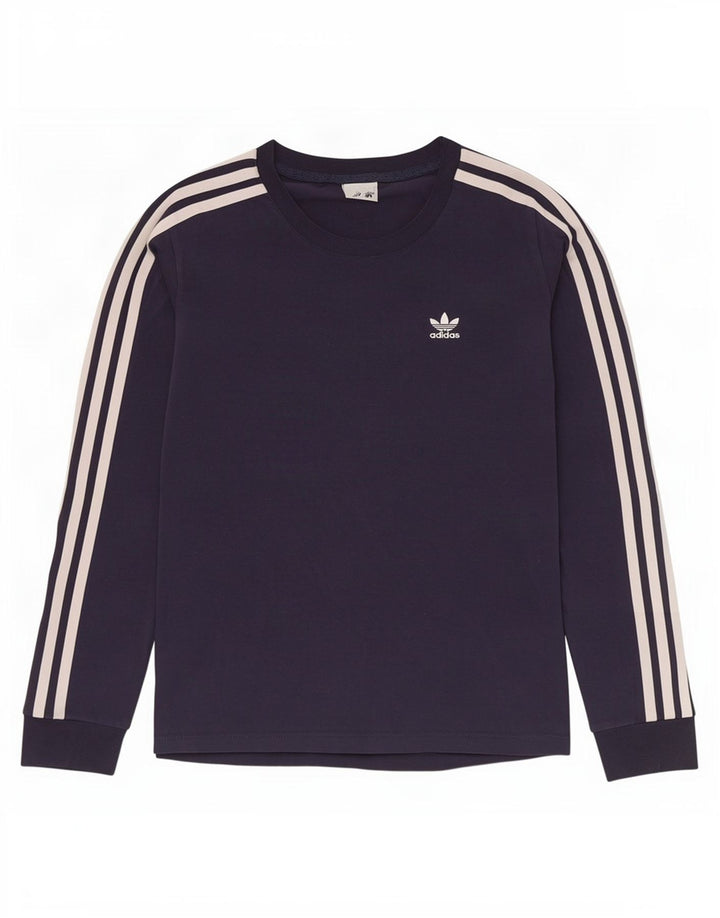 Top femei Adidas cu mânecă lungă UK 10 mic, bleumarin, bumbac