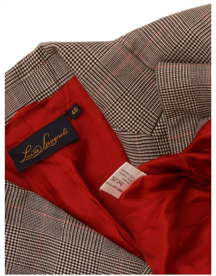 Luisa Spagnoli Jachetă pentru femei cu 3 nasturi IT 48 XL Lână gri Houndstooth