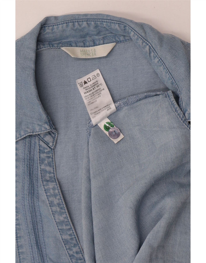 Cămașă cu mânecă scurtă pentru femei MARKS & SPENCER UK 14 Lyocell albastru mare